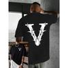 Men'S Loose-Fitting Short-Sleeve Breathable Quick-Dry Top with a Comfortable Fit And a Versatile Letter V Print Pattern, Perfect for Everyday Wear