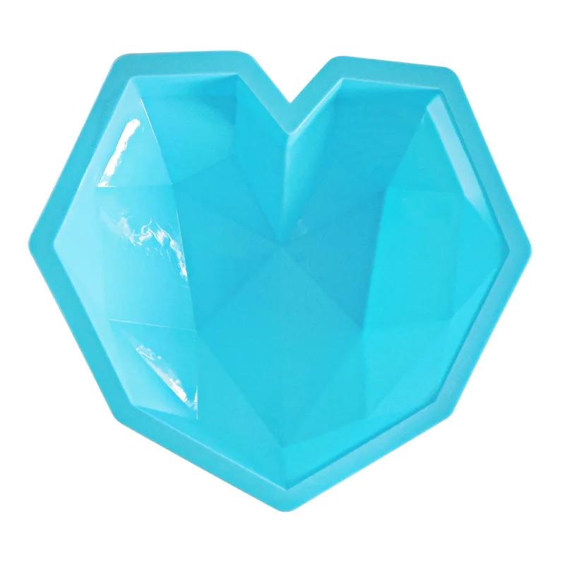 Herzförmige Silikon-Kuchenform, Silikon-Backform für Gebäck, 3D-Diamant-Herzform, Kuchen, Mousse, Schokolade, Silikon-Gebäckformen