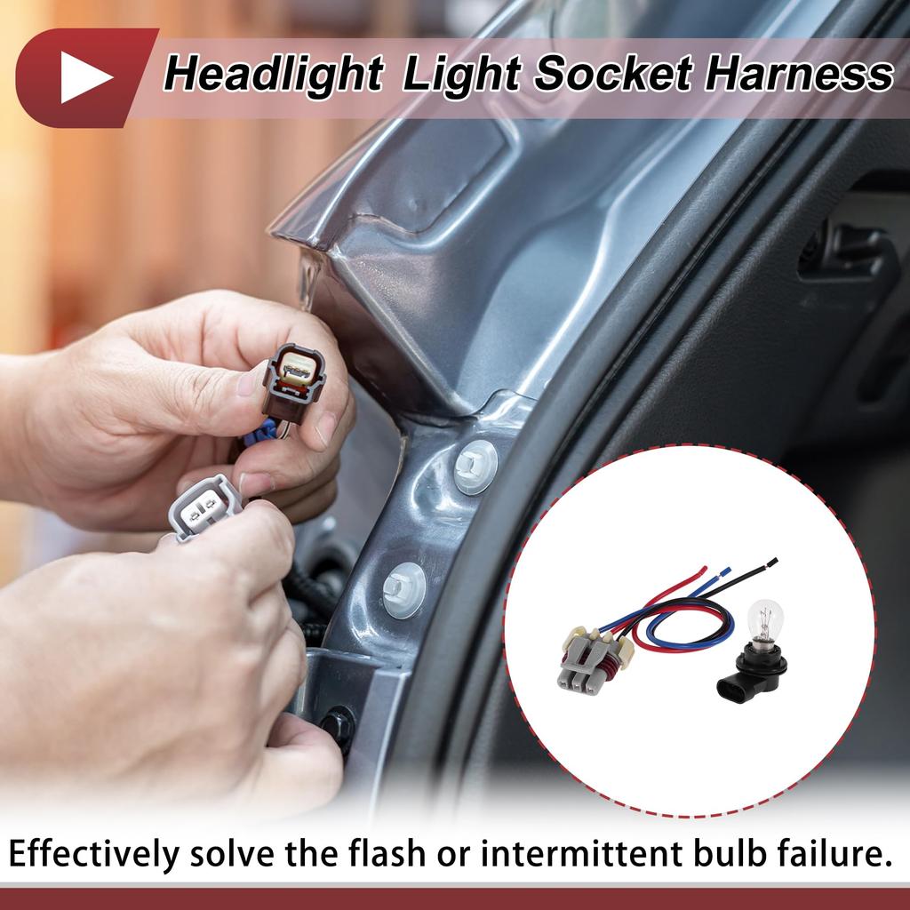 ABSOPRO 1 Set Headlight Socket Wiring for Fiat 500X Part Bulb Pigtail Connector Harness with Bulb Wire Plug 2016-2020, Number 68285062AA,
