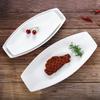 Farfurie mare cu peste aburit Veselă Set farfurii în formă de barcă platouri Pește dreptunghiular din ceramică albă Farfurie sushi Farfuri cu disc sashimi