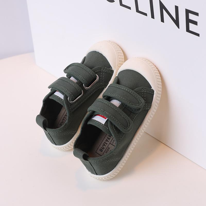 Child Canvas Shoefour Season New Korean Version Child Soft Single Shoe Casual Girl Slip Travel Shoe Boys School Walking Shoe