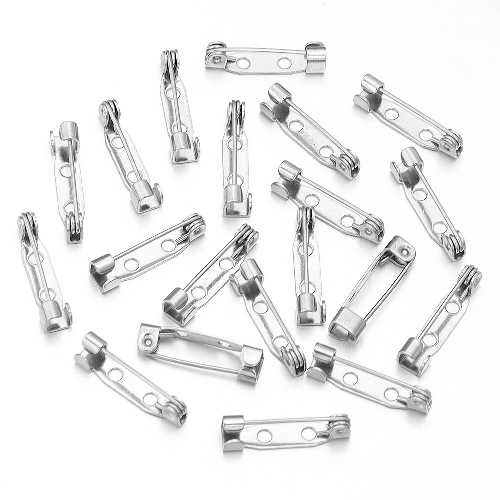 10-20pcs/Lot 316 Stainlesss Steel Brooch Base Pins Clasps 17 19 25 32mm With 2 Hole For Women DIY Jewelry Making Findings