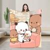 Cute Bear Bubu Dudu Family Knitted Blanket Fleece Throw Blanket Summer Air Conditioning Decoration Lightweight Bedspreads