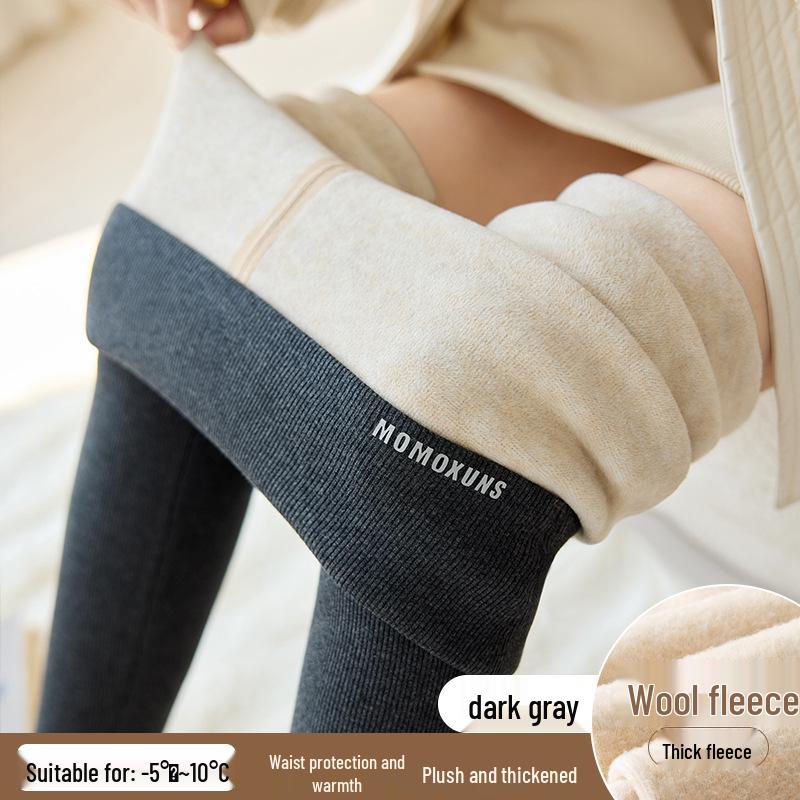 

Темно-серые женские леггинсы экстра-толстые на флисовой подкладке - Осенне-зимний стиль с кашемировым шелком и вертикальными полосками L (100-120 jin)