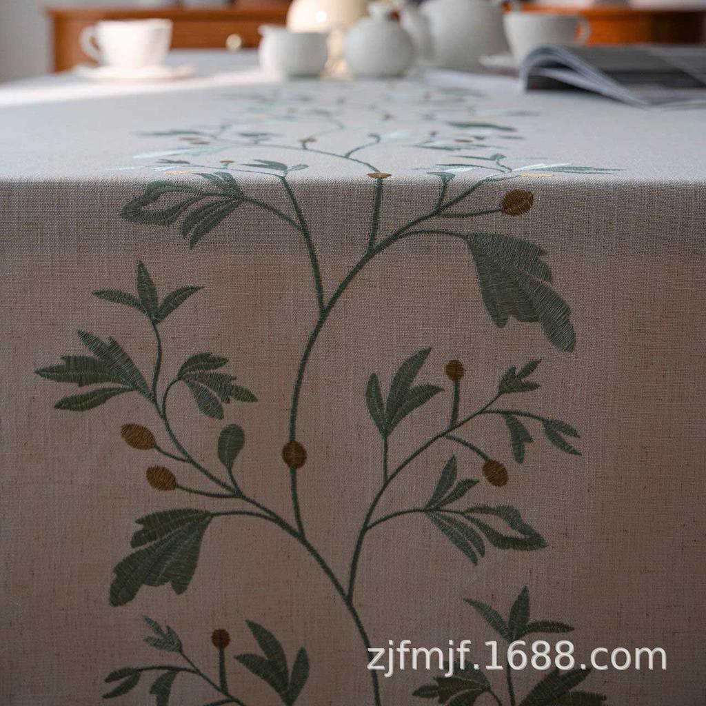 Cloth Dad Dining Table Cloth Flower Embroidery Tablecloth Knitted Jacquard Literary Dining Table Fabric Rectangle