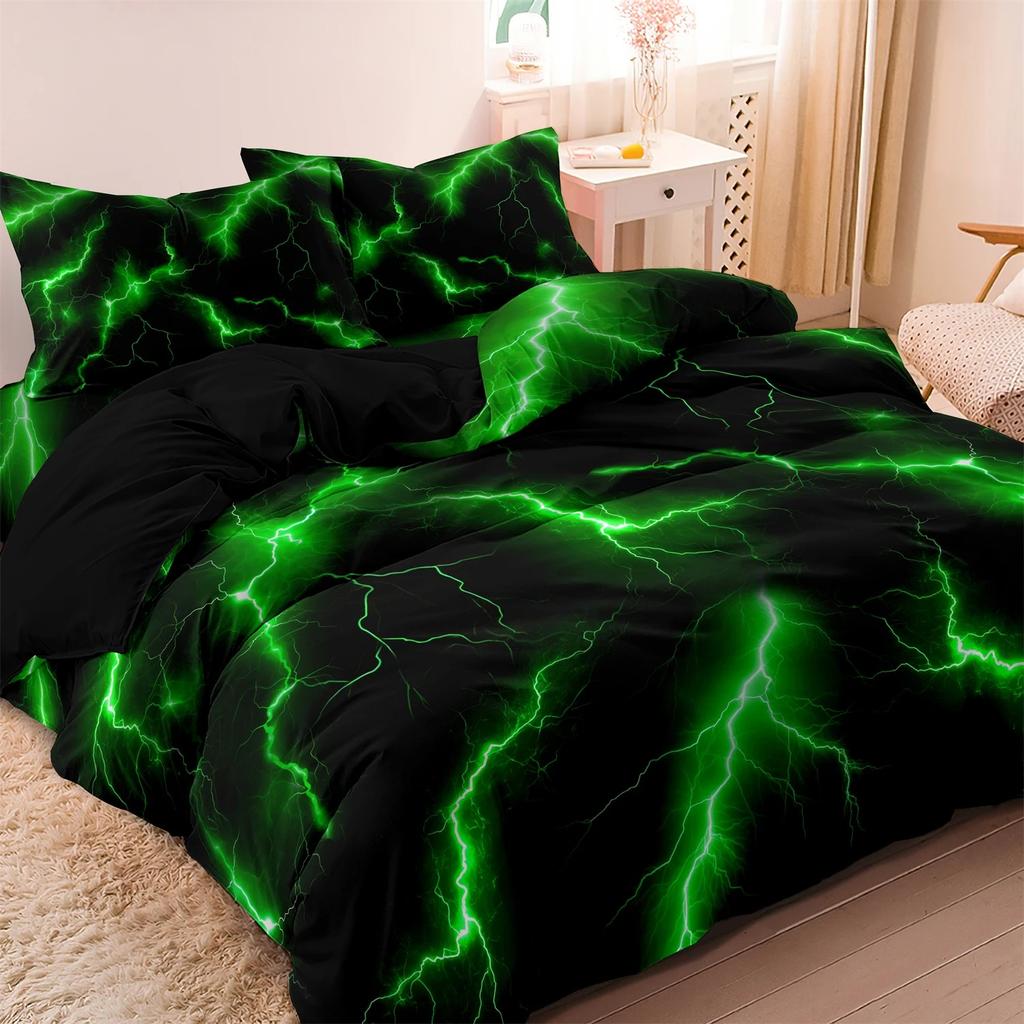 Lightning Crack Texture 3D Bedding Set Glowing Thunder Print Duvet Cover Pillowcase Bedroom Decor Gift