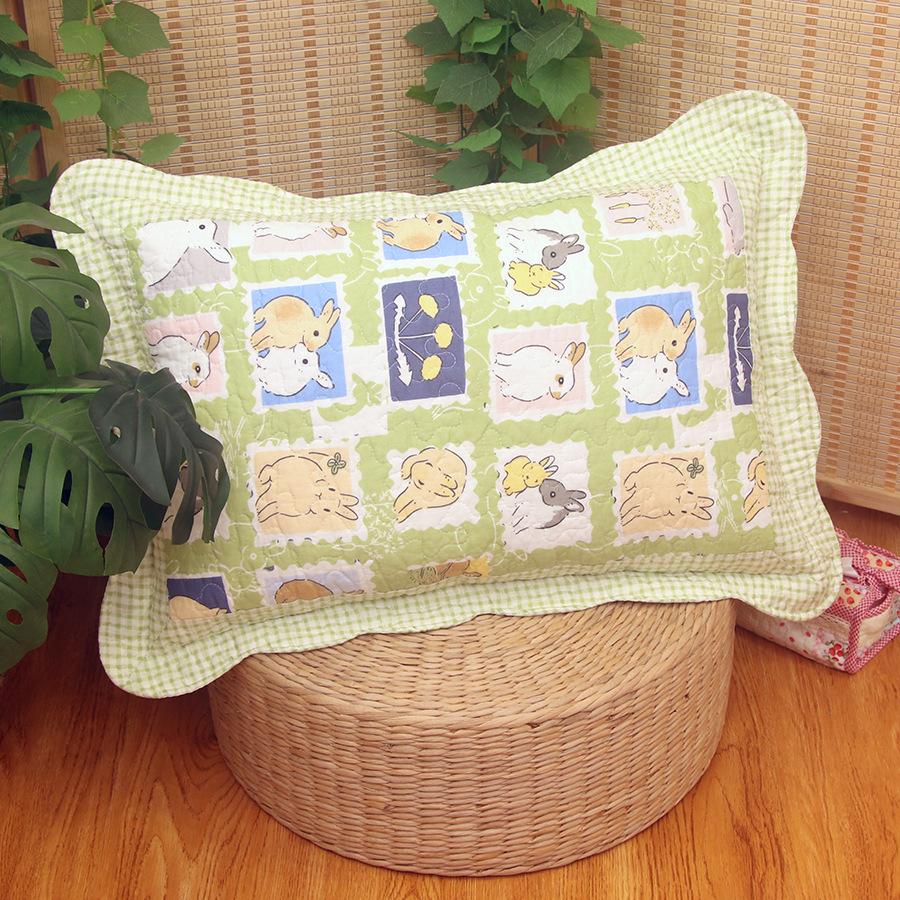 Soft and Comfortable Pillowcase Skin Friendly Breathable Fashionable Rustic Style Quilted Fabric Pillowcase Bedroom Decoration
