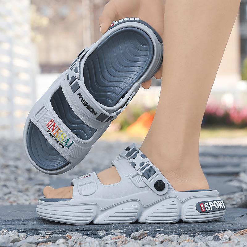 Men's sandals are new in summer, fashionable and versatile, personalized thick bottom, comfortable to step on shit, two wear one-word drag, seaside t