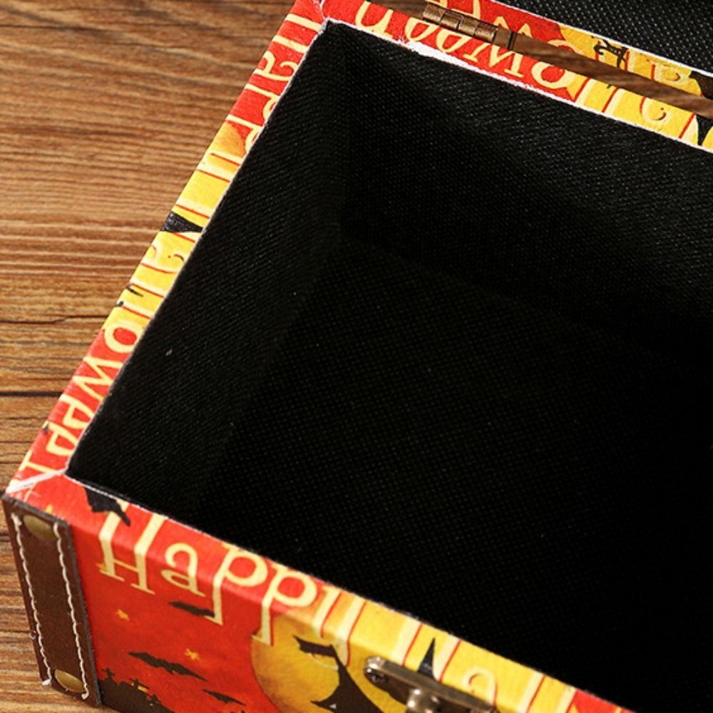 Portable Halloween Candy Box Dustproof Wooden Storage Box Halloween Gift Box  Gift Wrapping