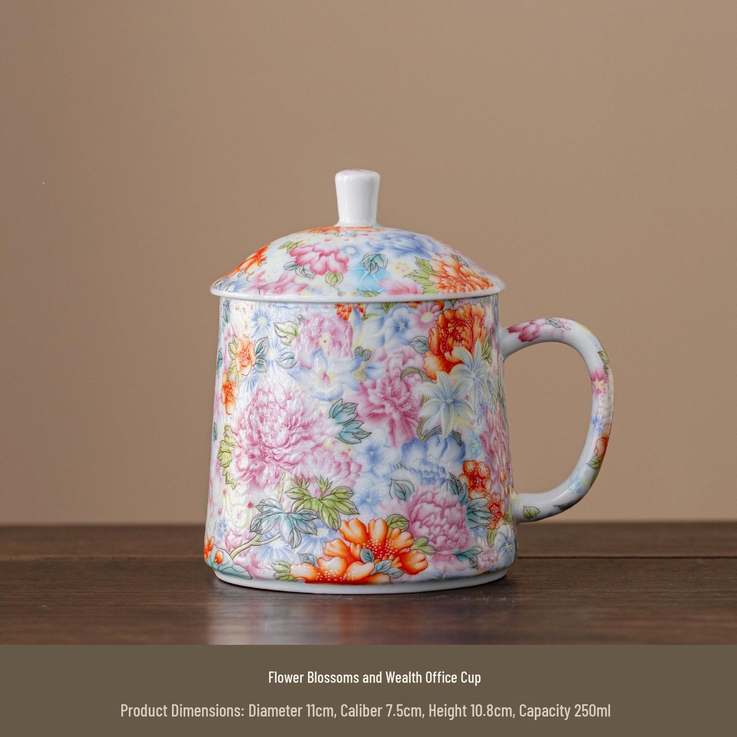 Керамическая эмалированная кружка в ретро-стиле с крышкой для дома или офиса 201-300ml