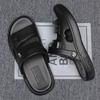 Soft Thick Soled Casual Slippers Anti Odor Leather Slides Sandals Men Beachwear Anti Slip Ankle Buckles Slippers Home