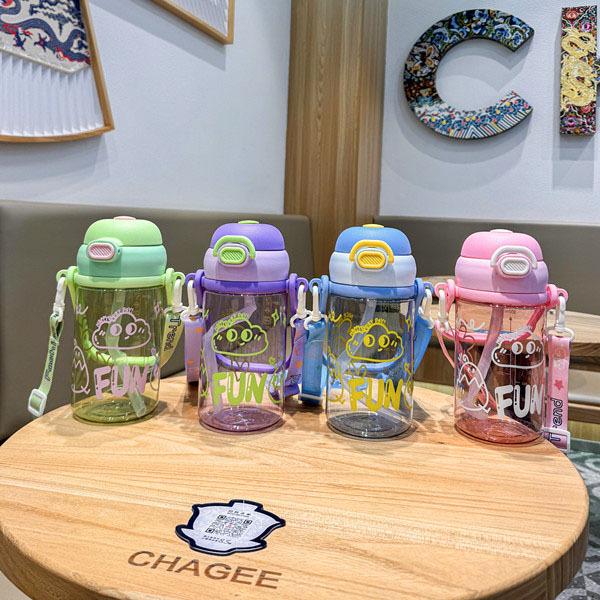 Water bottle summer plastic cup large capacity high value double drinking cup Korean version female student with straw children's water cup portable