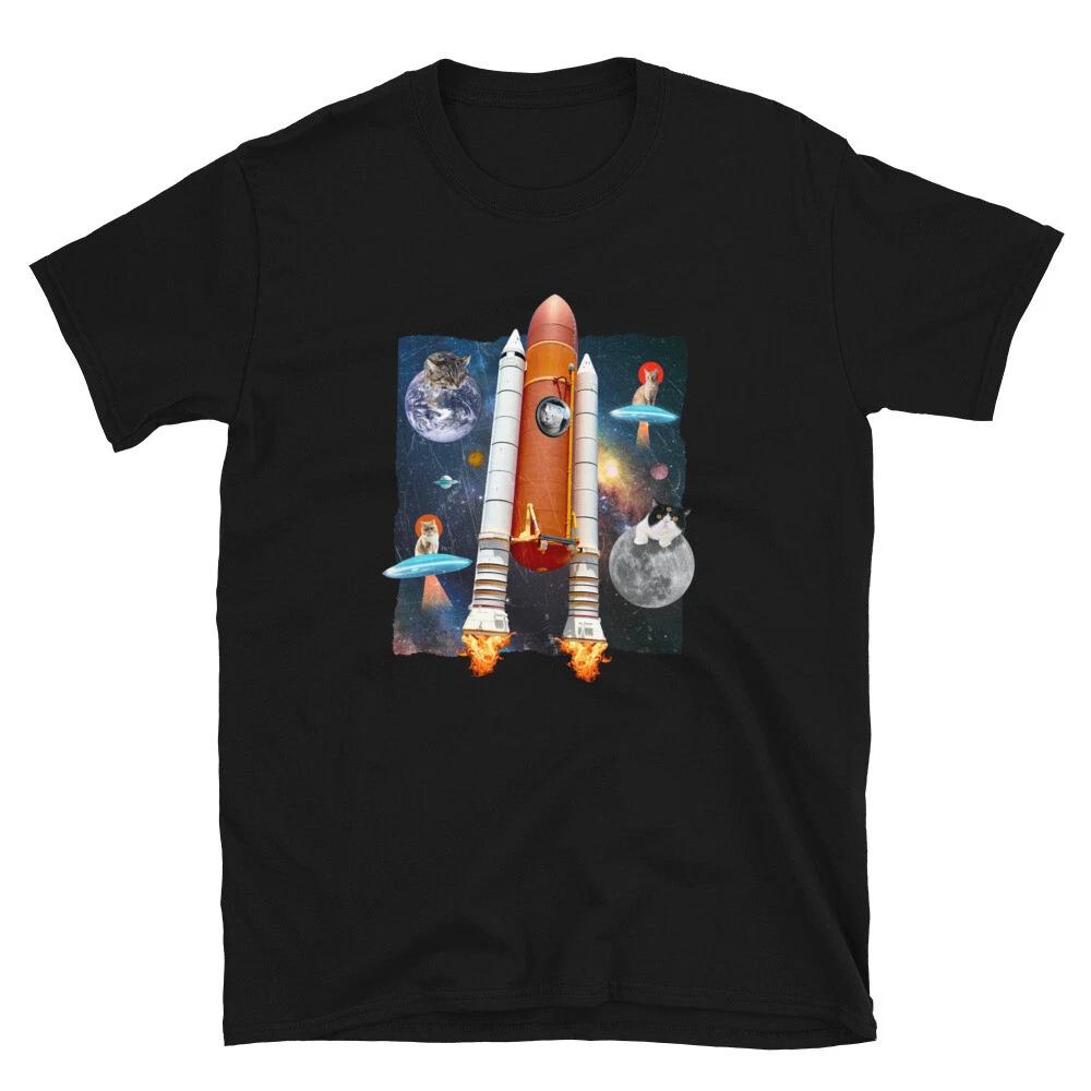 Funny Cats In Space T-Shirt L