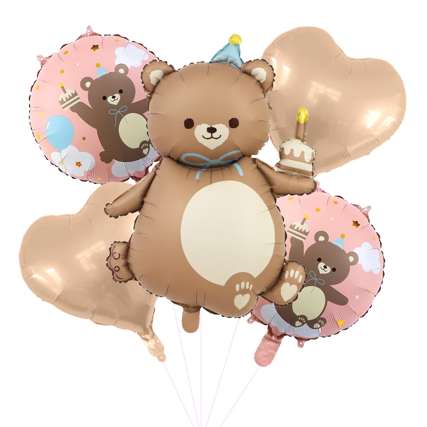 

Magic Cake Bear Aluminum Film Balloon Set Children S Birthday Party Love Balloon Photo Props Caramel Love Brown Magic Bear Set