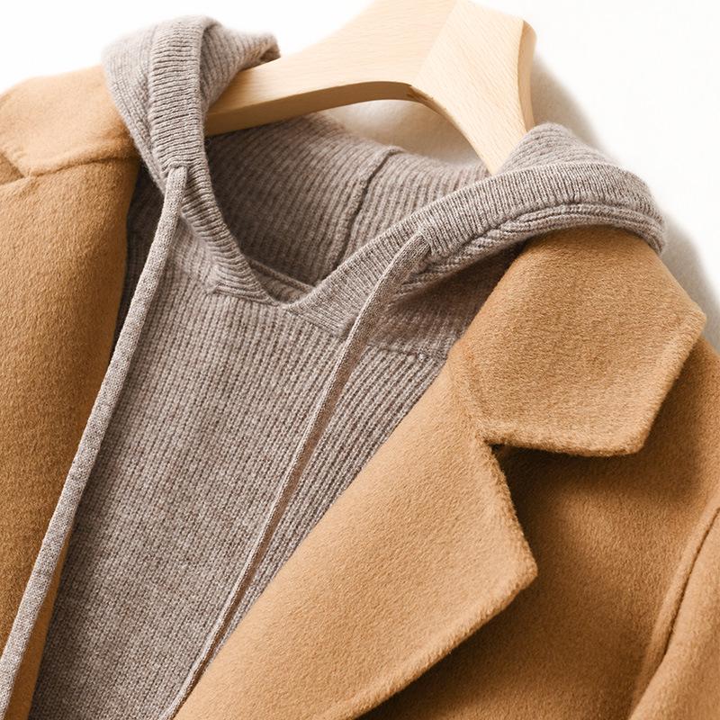 Women's Hooded Sweater: New Autumn/Winter Loose Fit Core-Spun Yarn Pullover