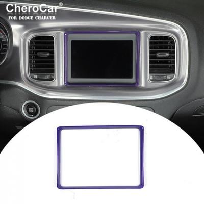 Cache-Écran GPS de Navigation du Tableau de Bord Cadre de Garniture Pour Dodge Charger 2015+ Violet