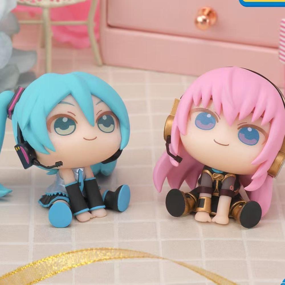 Kawaii Hatsune Miku VOCALOID Fufu Chibi Figurine Cartoon Doll Desktop Ornament Action Figures PVC Models Anime Collectibles