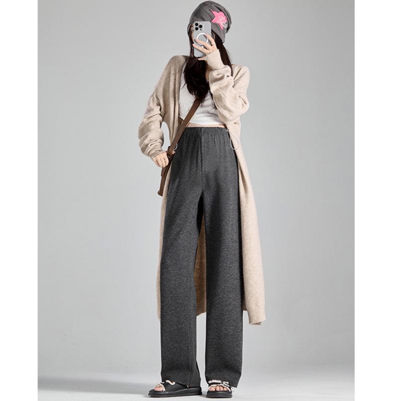 

Dark Gray Maternity Drawstring Wool Pants - Narrow/Wide Leg, Non-Constrictive, Spring/Autumn Wear 2XL