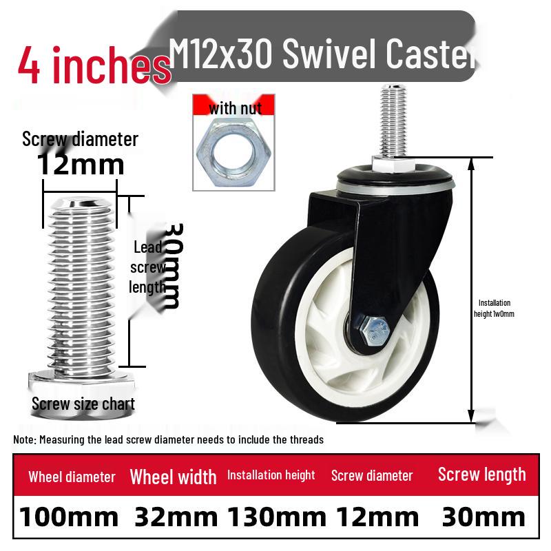 Silent Swivel Casters with Inch Threaded Rod & Double Bearings