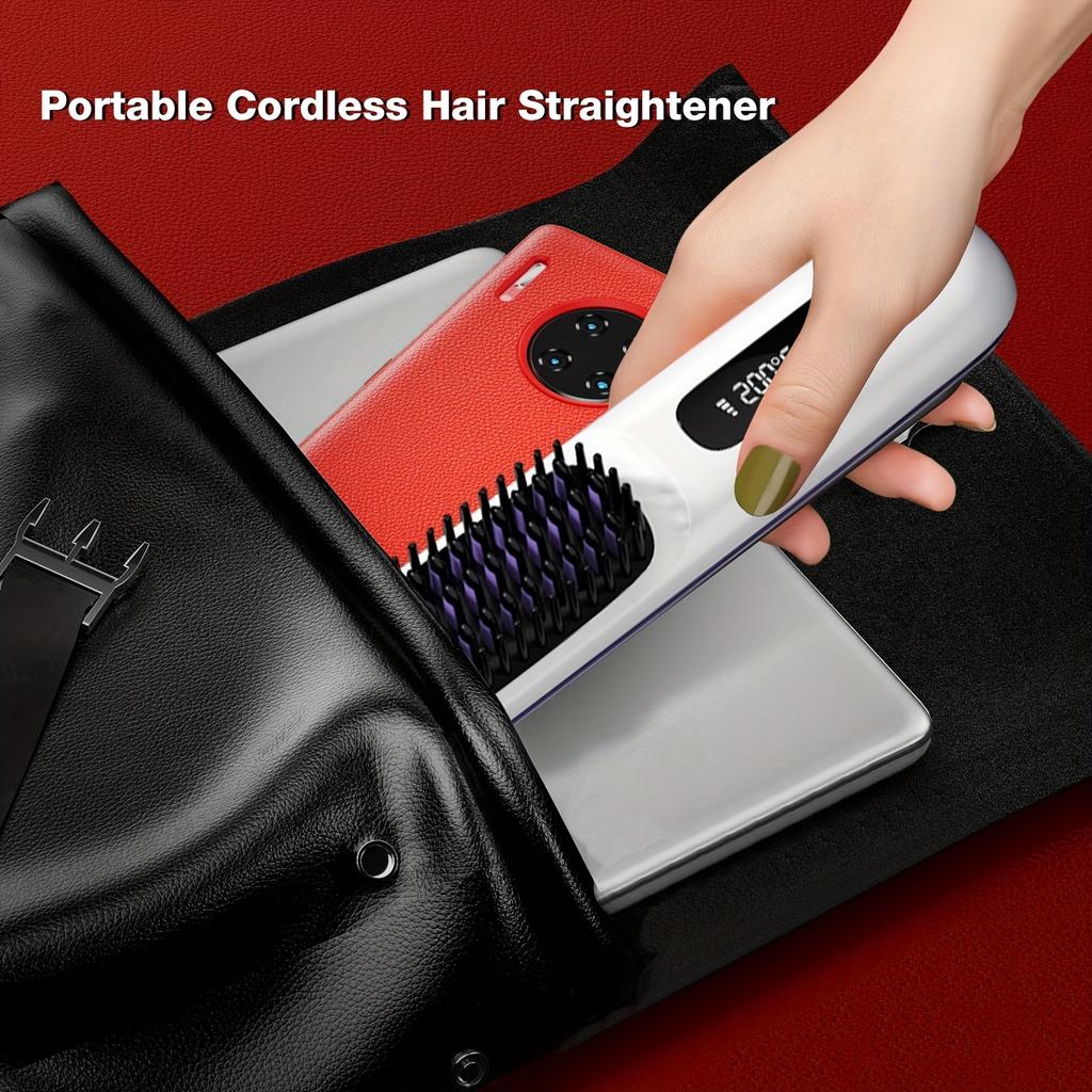 Portable Wireless Hair Straightener USB Rechargeable Fast Heating 3-Speed Temperature Control And Anti-Scalding