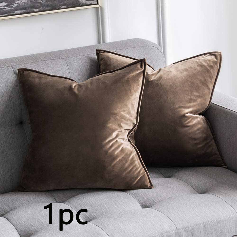 1pc Velvet Flange Craft Sofa Cushion Cover Nordic Minimalist Solid Color Dutch Velvet Piped Pillow Cover