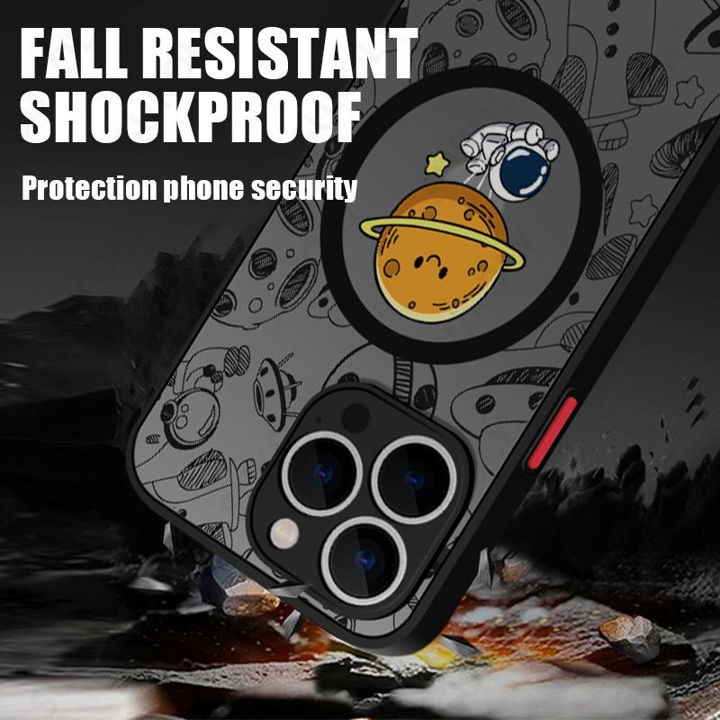 Astronaut For Magsafe Wireless Charging Phone Case For iPhone 17e 16e 17 16 15 14 Pro Max Plus 13 12 Pro 11 Acrylic Hard Cover