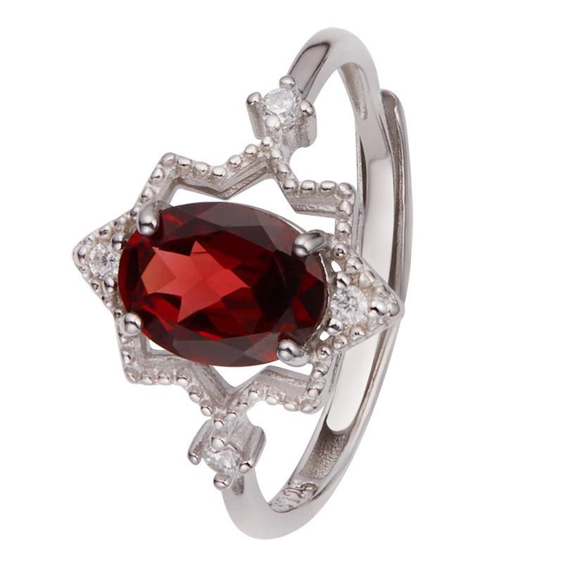 Natural Amethyst Gemstone Ring Women Open Band With Citrine Garnet Topaz Peridot - Fashion Jewelry