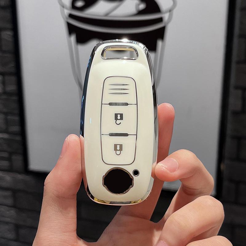 

Чехол для дистанционного ключа из ТПУ с 3 и 4 кнопками для Nissan X-trail T33 Qashqai 2022 J12 Ariya Altima Teana 2022 2023 2023 Juke, автомобильные аксессуары 3A Button Key Case белый