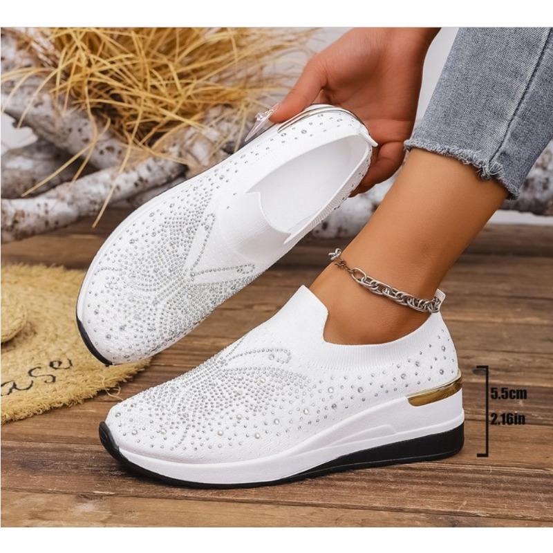 Fashion 2025Women Wedges Platform Sneakers Autumn Fashion Round Toe Casual Sports Slip-on Shoes  Non Slip Vulcanized Shoes Plus