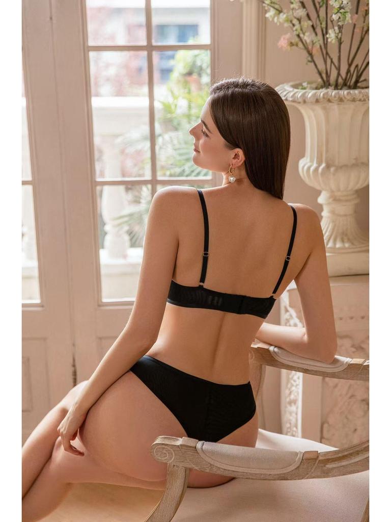 European & American Women's Lace Bra Set - Sexy French Style, Side Support, Small Chest Enhancing