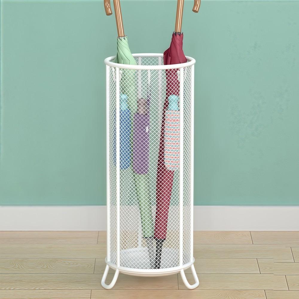 Practical Metal Umbrella Holder Drainage Design Stand Type Umbrella Barrel Durable Cylindrical Storage Rack Home Entrance