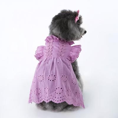 Pet Lace Flutter Sleeve Princess Dress Teddy Poodle Cat With Hair Accessory