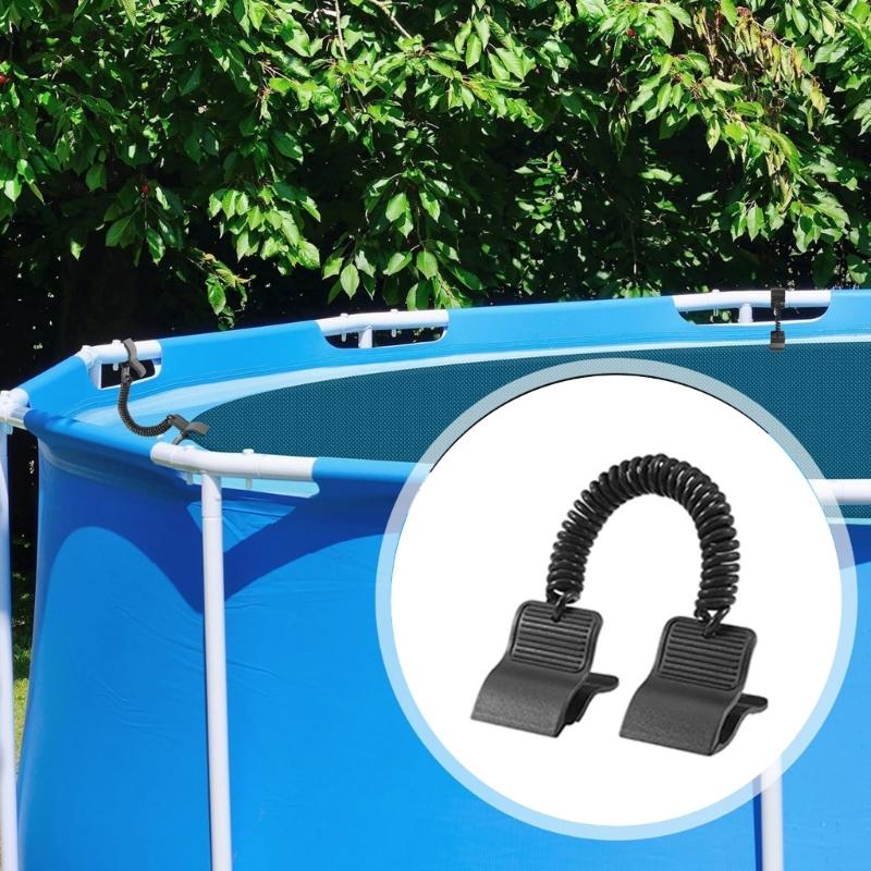 6Pcs Solar Pool Cover Clips with Spring Rope Strong Grip Swimming Pool Cover Clips Fastener Easy To Installation