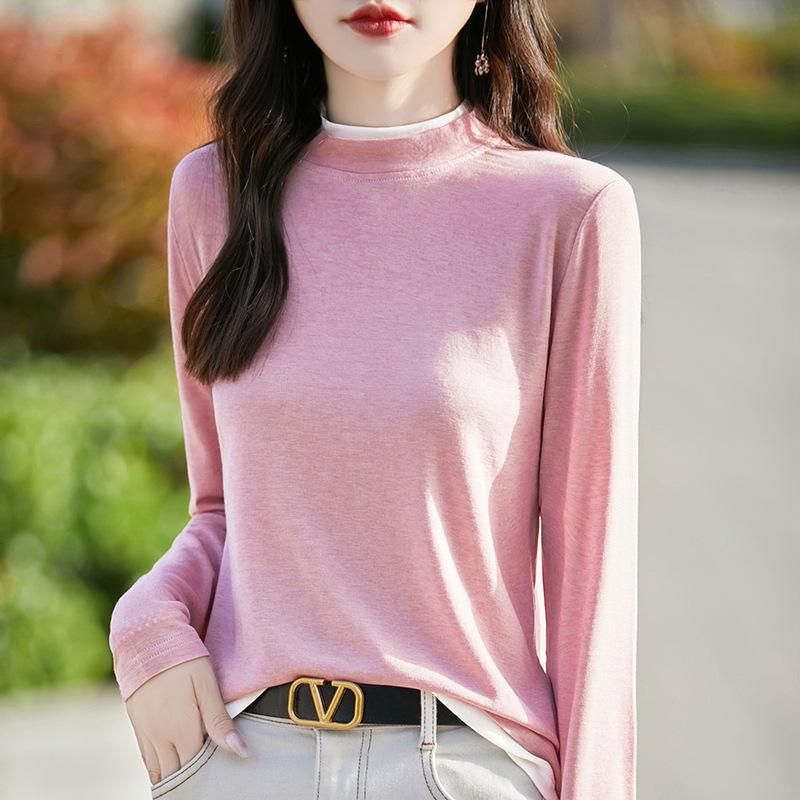 Autumn Women's Half High Crew Neck Knit Sweater Long Sleeve Sweater