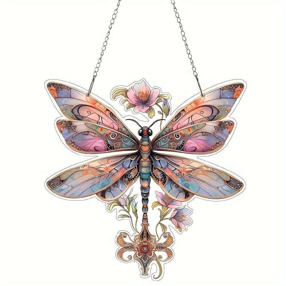 

Dragonfly & flower sun catcher, versatile home decor for holidays. An ideal birthday gift. чистый