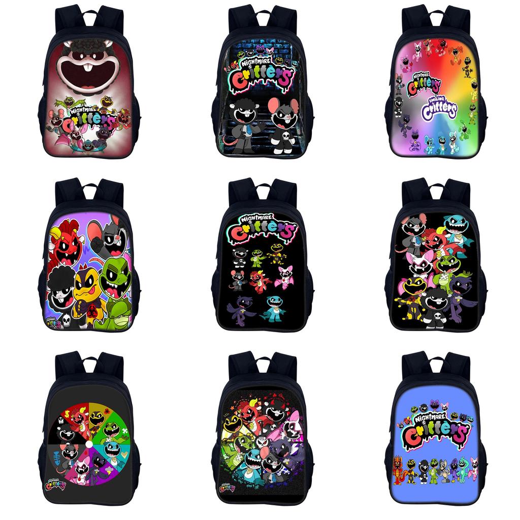 Nightmare Critters Cute And Playful Dual Shoulder Backpack For Students Ages 3 To 4