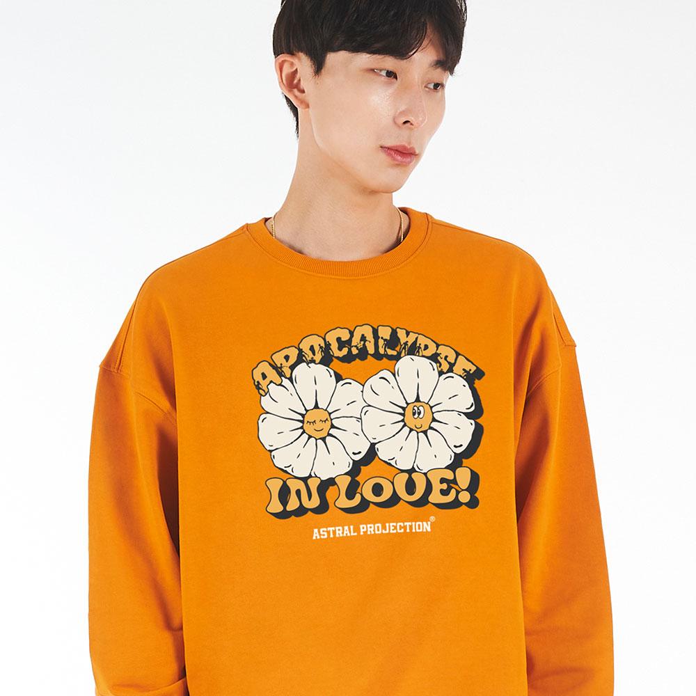 ASTRAL PROJECTION Oversized Drop Shoulder Apocalypse Daisy Sweatshirt_Orange