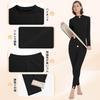 Sillictor Winter Innerwear Warm Undershirt and Long Wool and Silk Size Women's Set, Fleece-Lined, Heattech, High-Neck, Tights, Blend, GLW02-blk-2XL