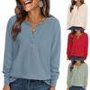 Women S Long Sleeve Waffle Knit Casual T Shirt