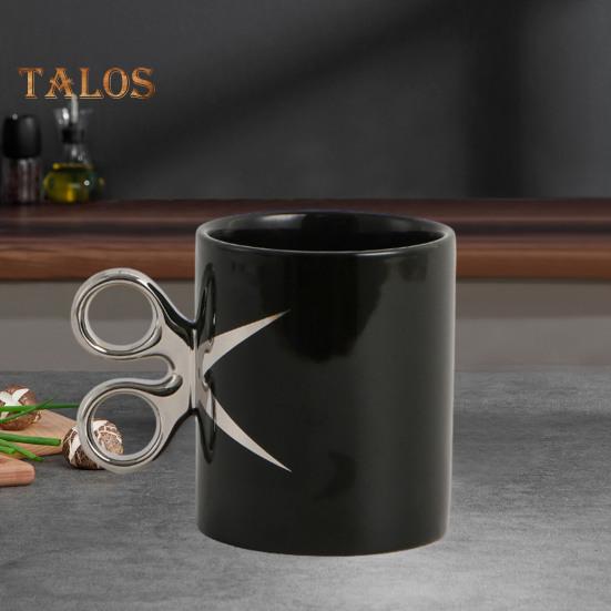 Scissor Handle Ceramic Cup 350ml Novelty Barber Hairdresser Tea Coffee Mug Gift Colorful Glaze Crafts Cup