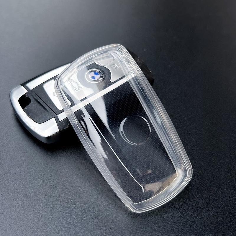 TPU Transparent Car Key Cover for BMW - Compatible with 1/3/5/X Series, I Models | Black & White Color | Protective Key Fob Case