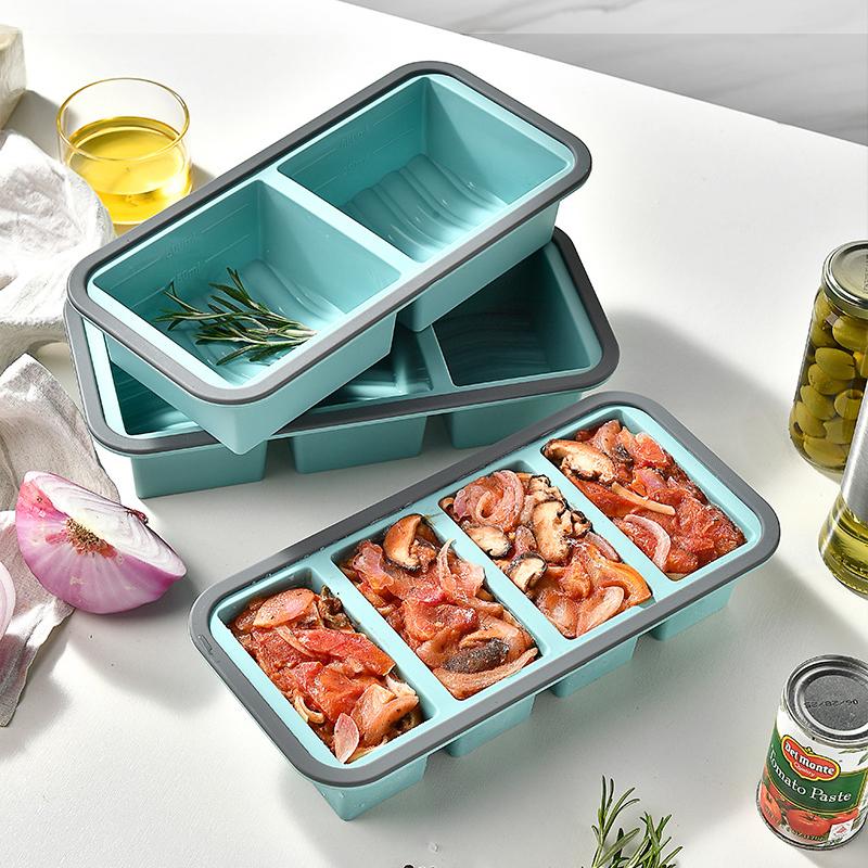 1pc Silicone Freezer Tray with Lid - Durable Kitchen Storage for Soup, Broth & Sauces Food Container Freezing Tray