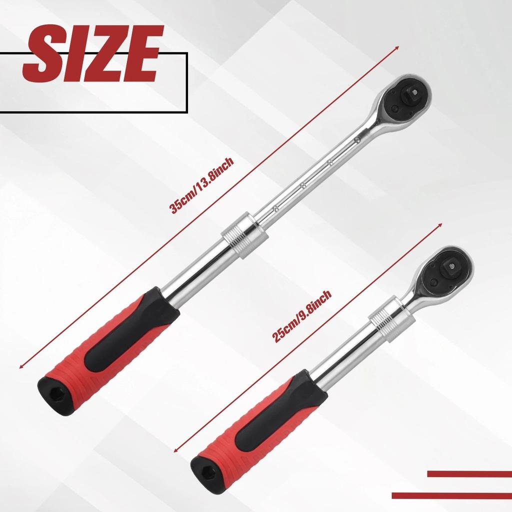 LEONTOOL Telescopic Ratchet 72 Operating Length Easy Rotation Direction Quick Release Socket Ratchet Hold Chrome Vanadium Professional DIY Handle,