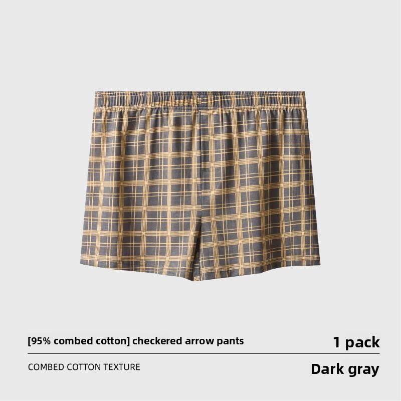 Men s Spring and Summer Casual Checked Cotton Loose and Breathable Briefs L