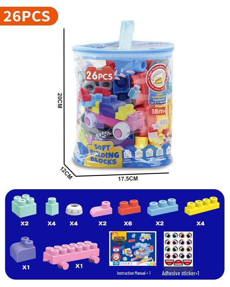 Soft Rubber Large Particle Educational Building Blocks for Infants and Toddlers
