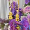 Antik Frostad Tigeröga Baby Buddha Halsband Flätat Lotus Liten Guld Buddha Hänge Halsband