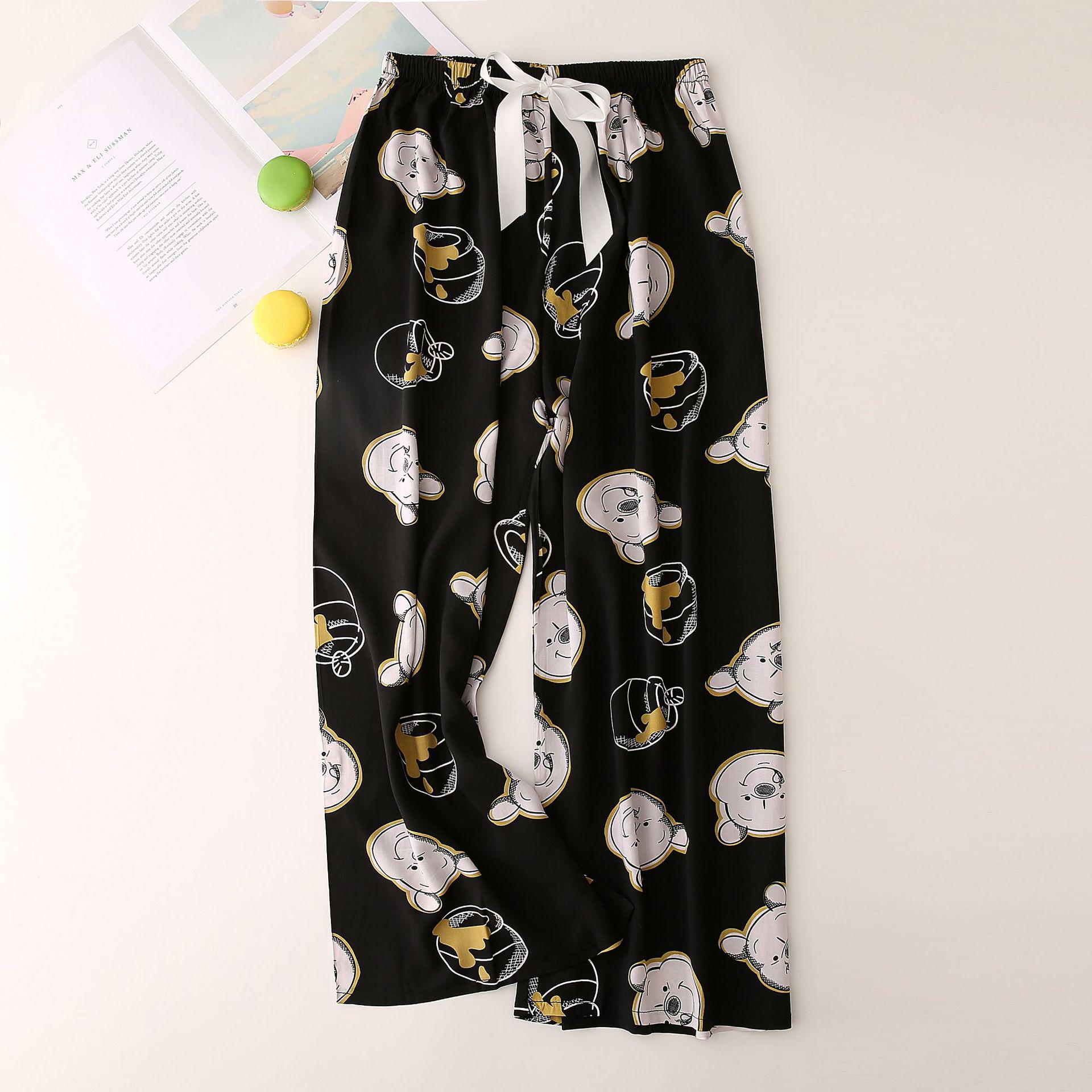 

Женские летние пижамные брюки с цветочным принтом из хлопка и шелка - Большой размер, Тонкие, Свободные, Широкие штанины, Подходят для беременных One Size