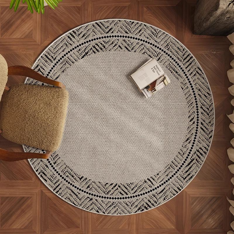 Round Flannel Modern Rug for Living Room, Study, or Bedroom - Perfect for Sofa, Coffee Table, Chair Pad, or Bedside Mat