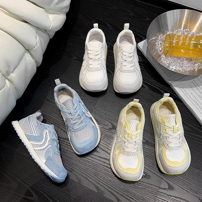 Thick-soled German Training Shoes Women's 2025 Summer New Breathable Thin Ugly Cute Mesh White Shoes Lightweight Sports Forrest Gump Shoes