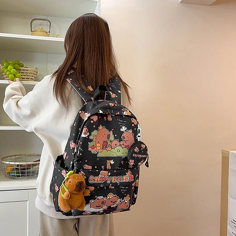 Cartoon Capybara Backpack For Girls Boys Student Teenager Children Rucksack Cute Casual Lightweight School Bags Kids Gifts